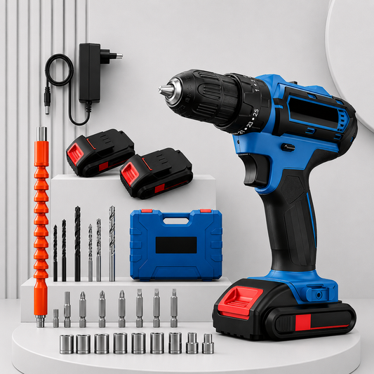 Trapano Avvitatore a Percussione Con Doppia Batteria
